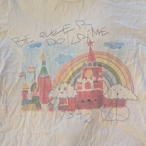 Graphic Tee with Rainbow and Castle Design
